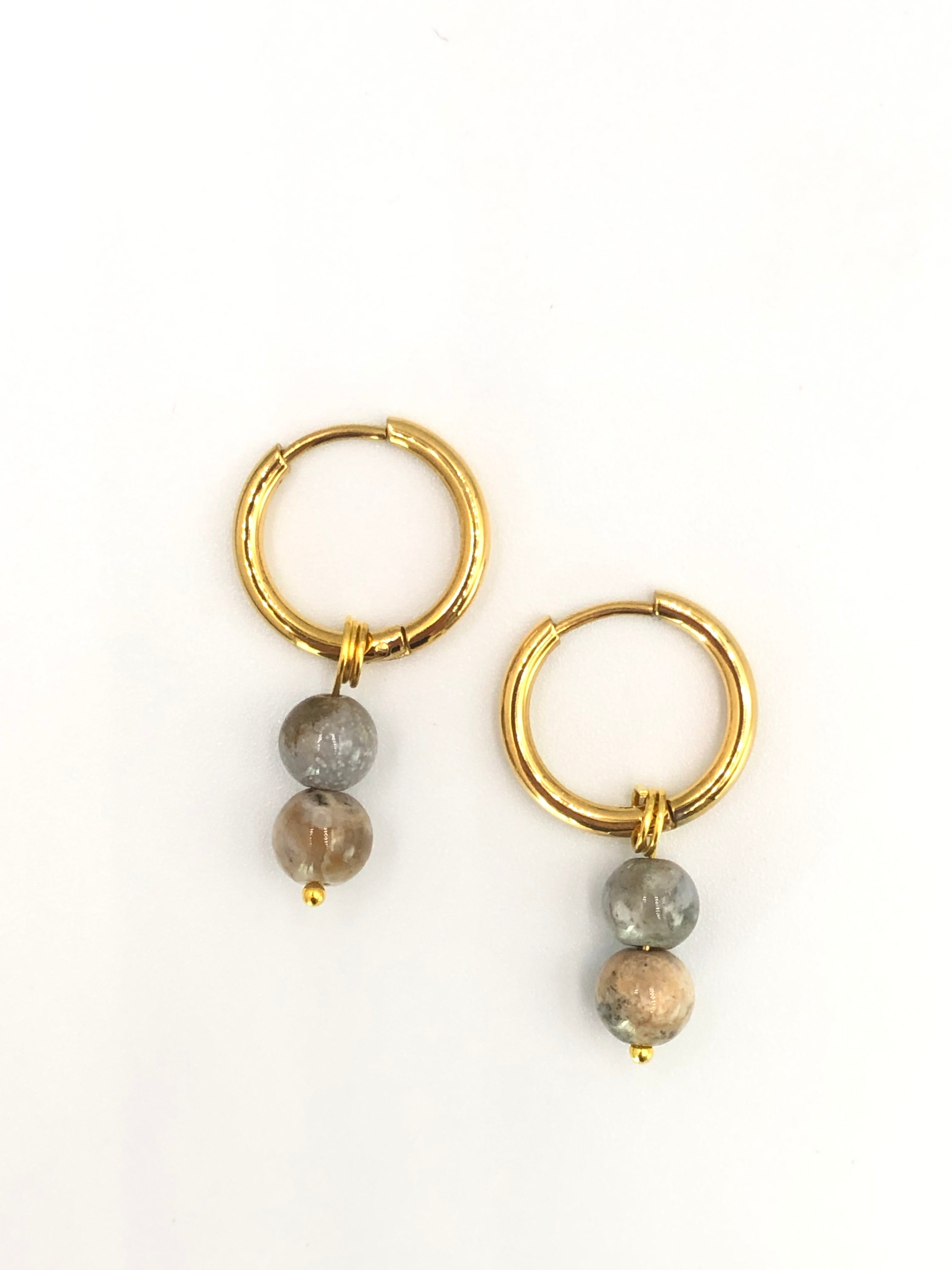 Ocean Jasper Gemstone Hoop Earrings