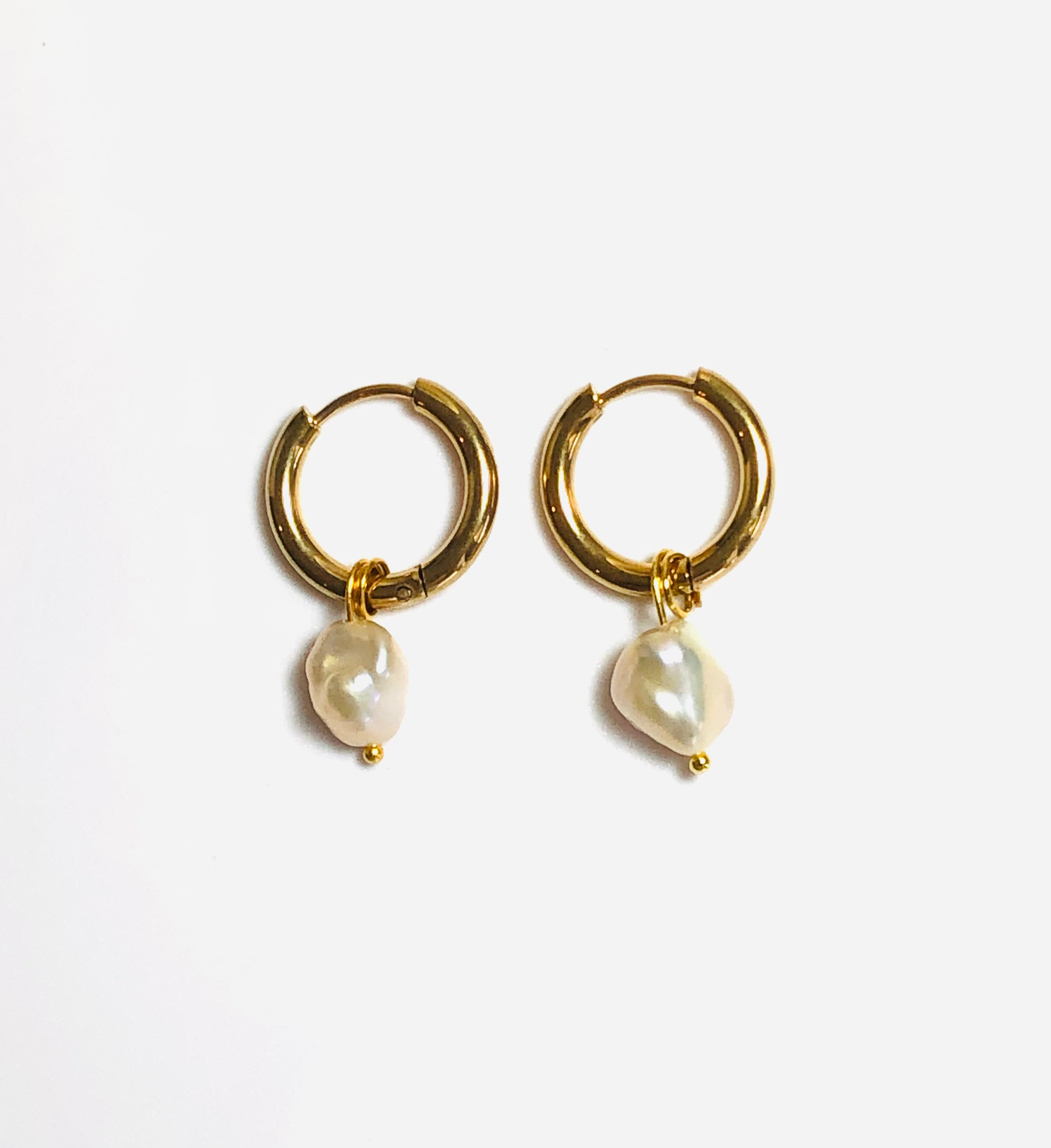 Baroque Pearl Hoop Earrings