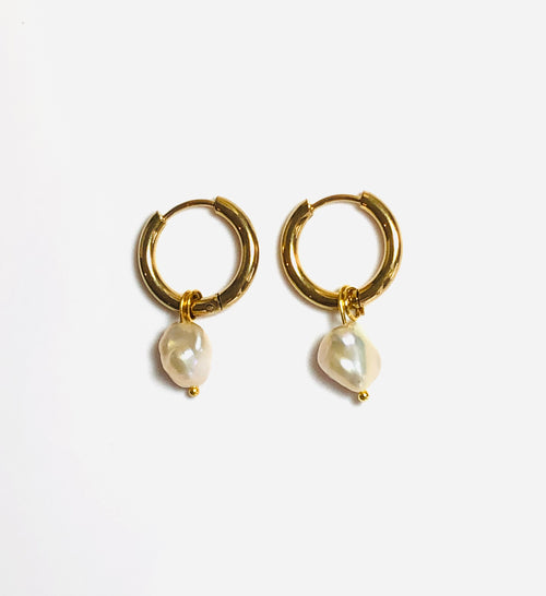 Baroque Pearl Hoop Earrings