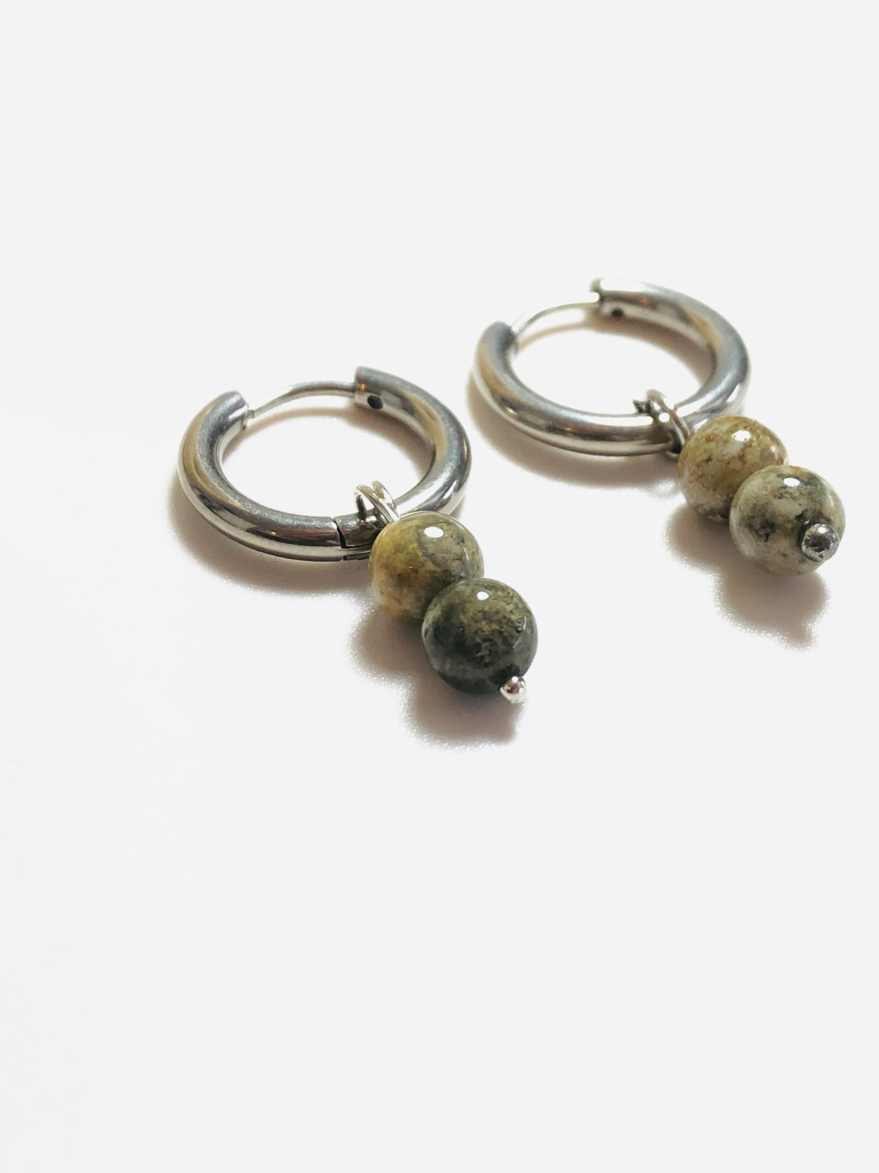 Ocean Jasper Gemstone Hoop Earrings