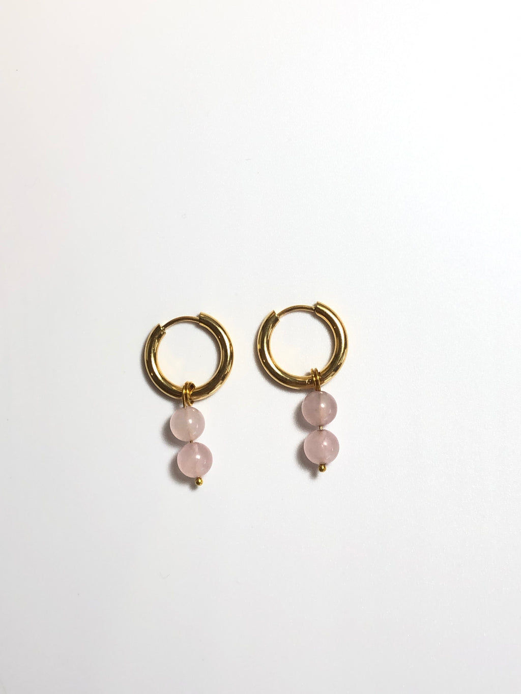 Rose Quartz Gemstone Hoop Earrings