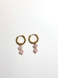 Rose Quartz Gemstone Hoop Earrings
