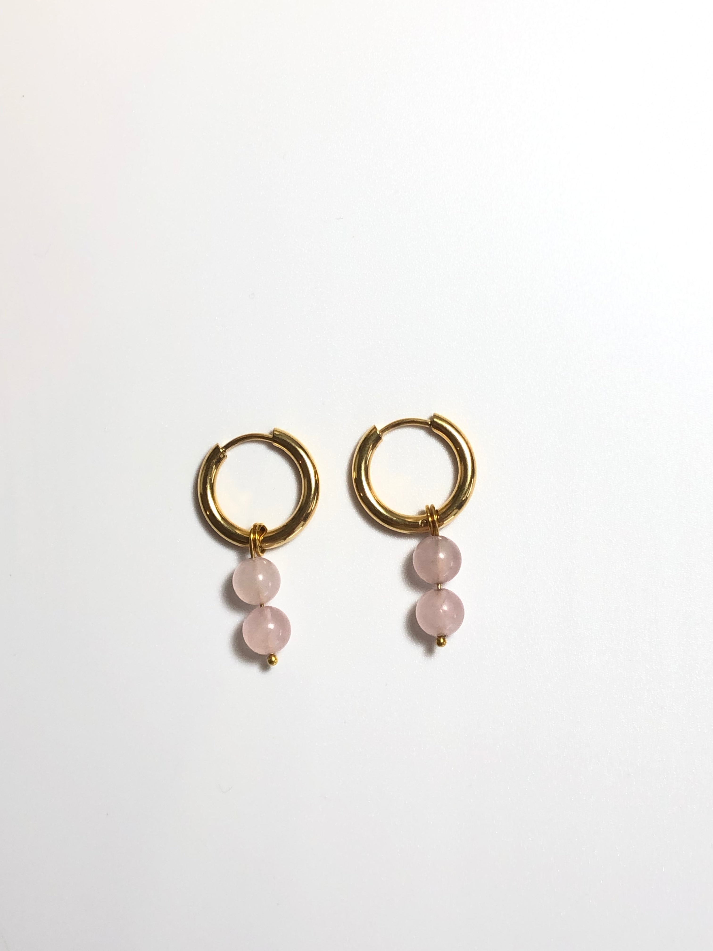 Rose Quartz Gemstone Hoop Earrings