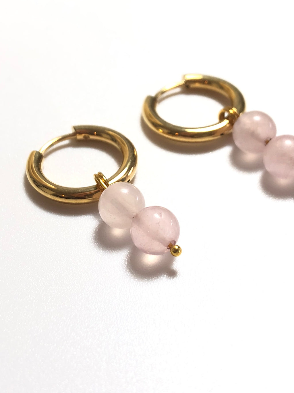 Rose Quartz Gemstone Hoop Earrings