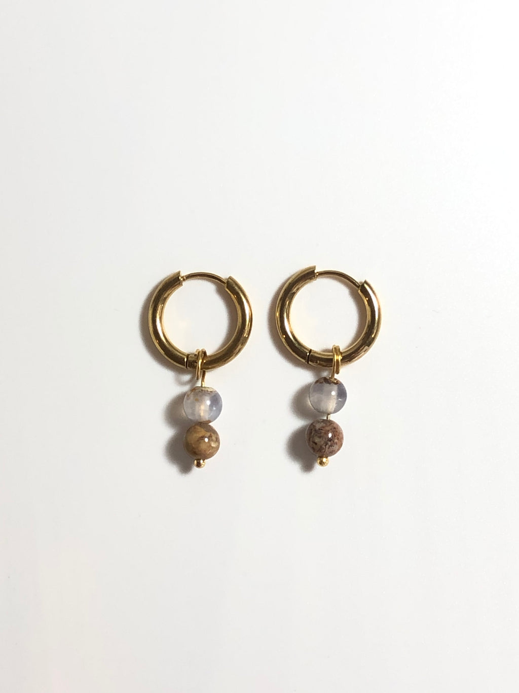Blue Chalcedony Gemstone Hoop Earrings