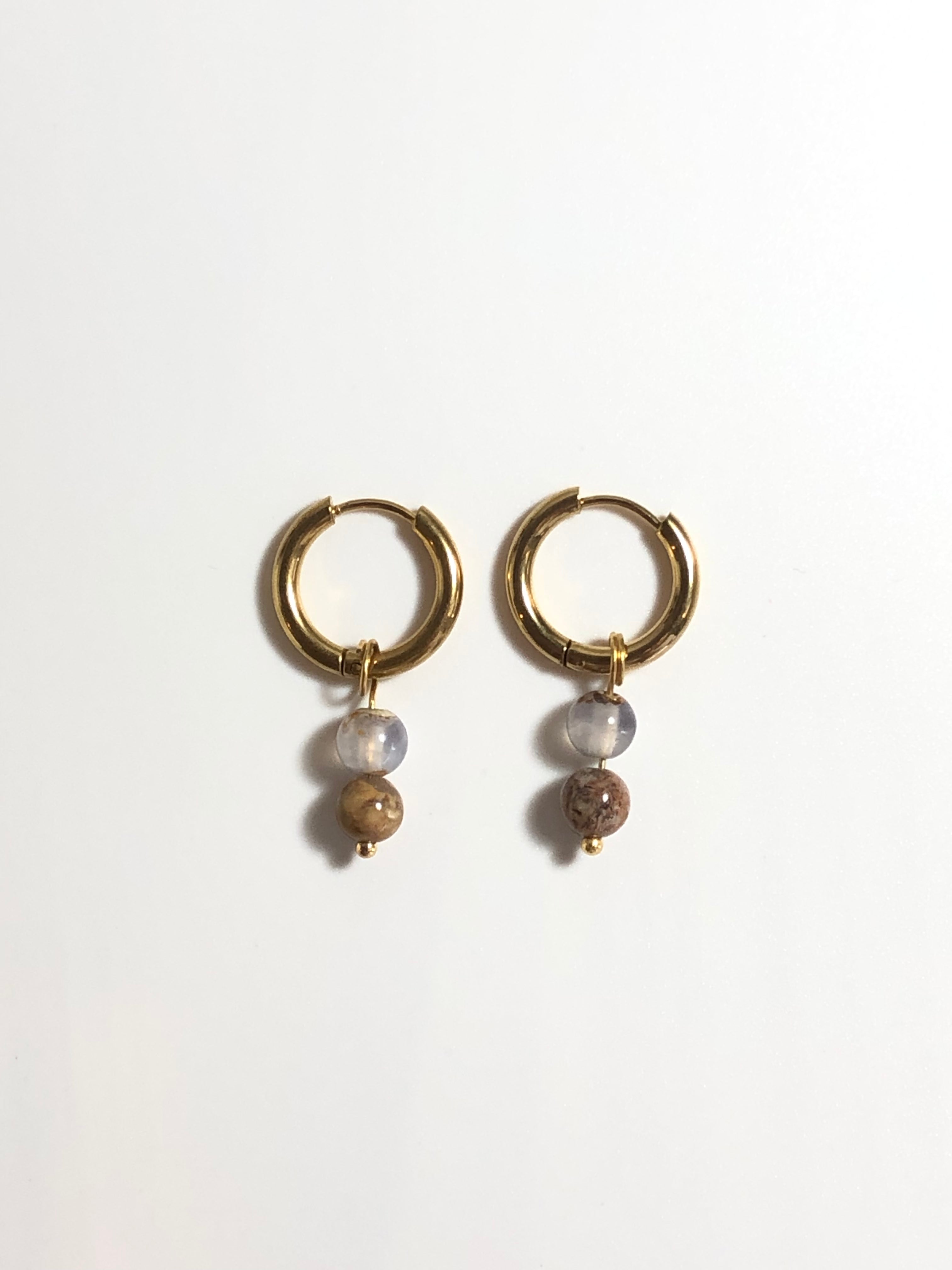 Blue Chalcedony Gemstone Hoop Earrings