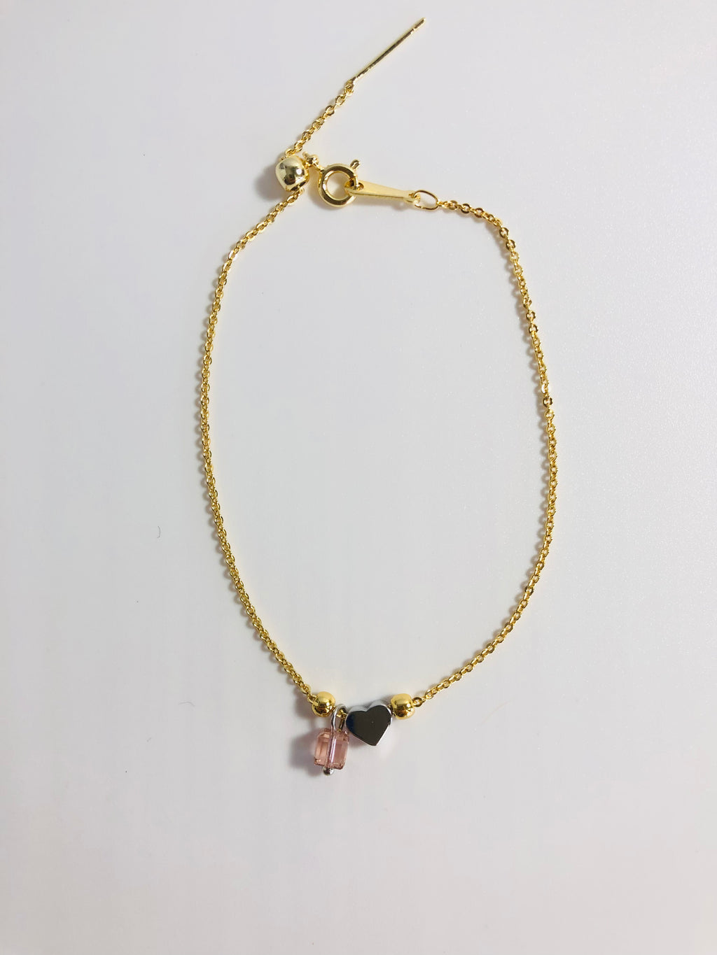 Silver Heart Crystal Charm Bracelet