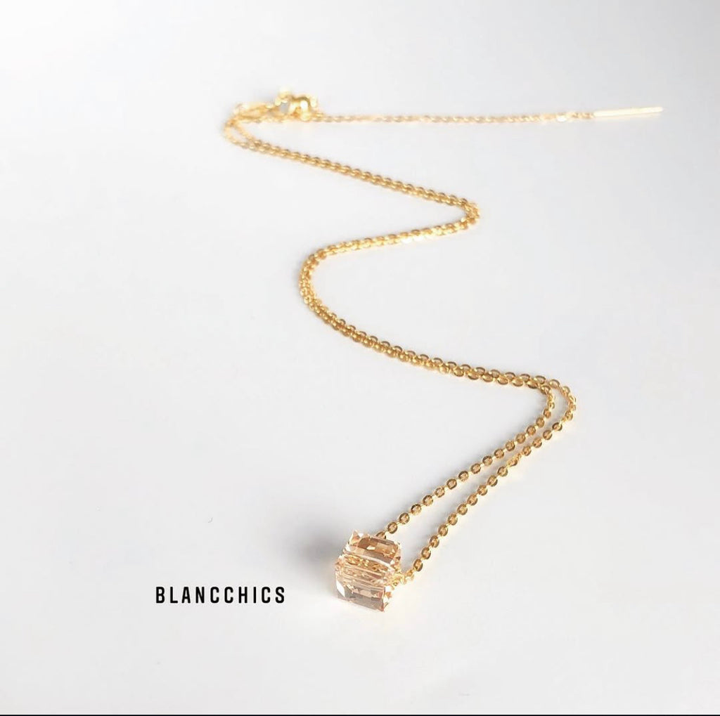 Crystal Cube Pendant Necklace
