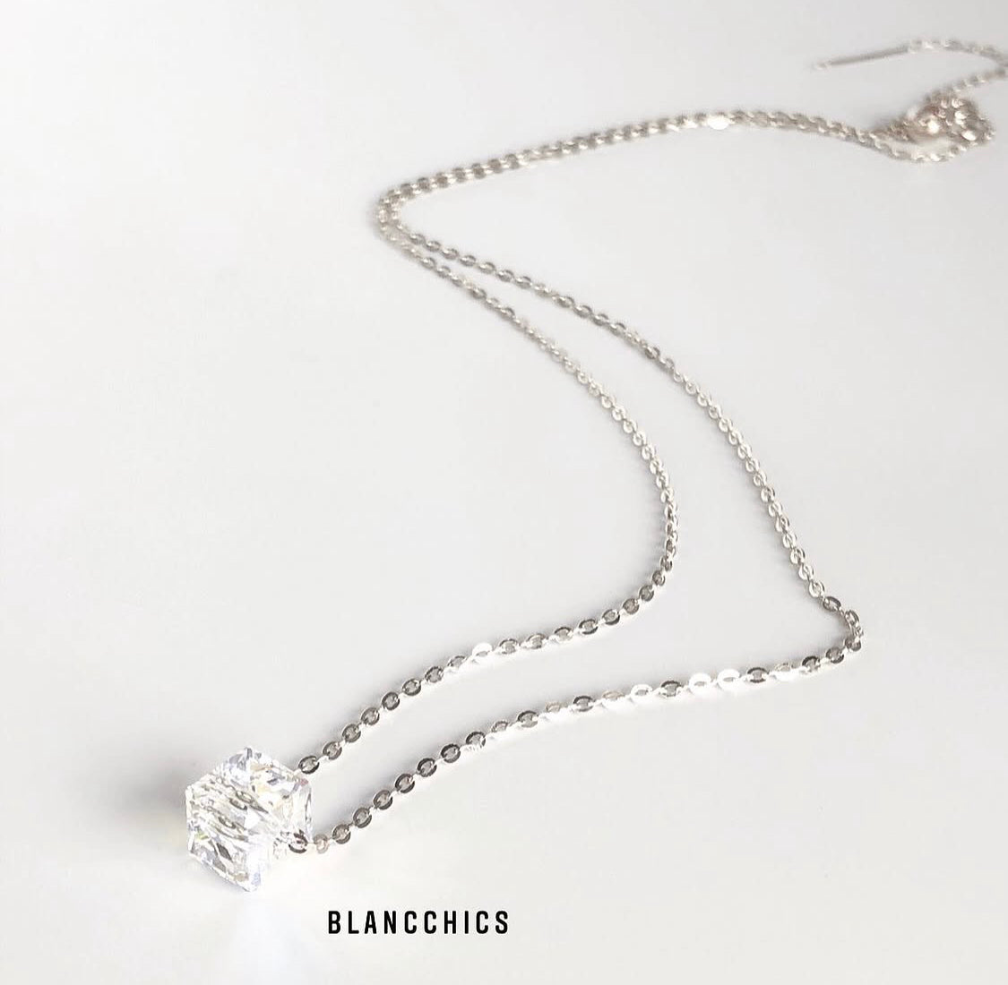 Crystal Cube Pendant Necklace
