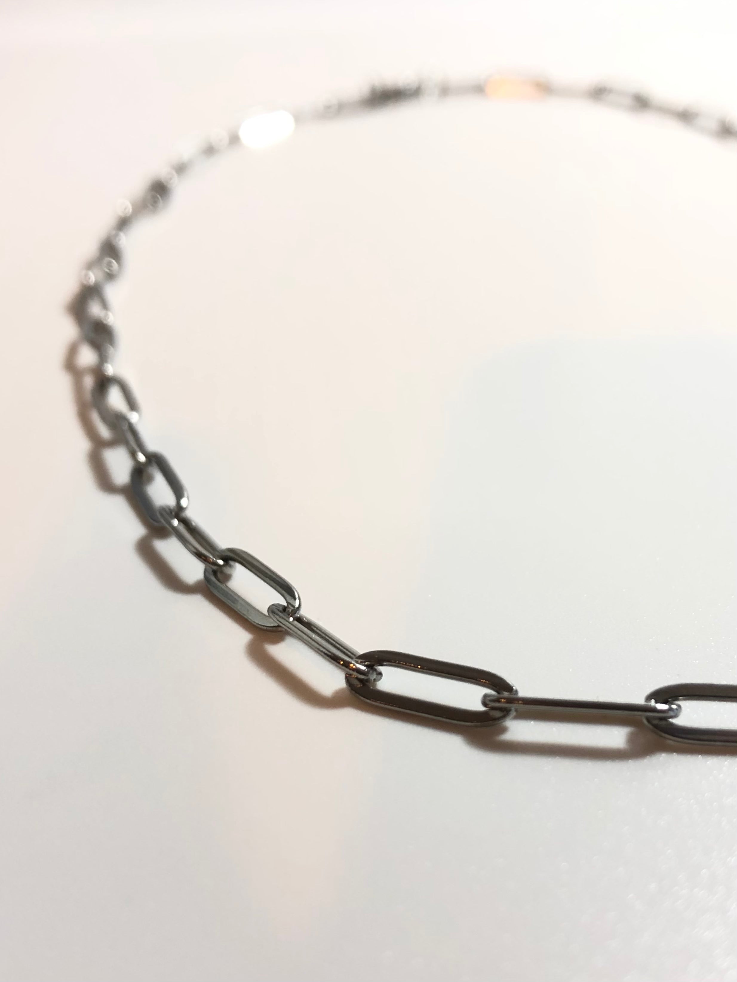 Classic Paper Clip Titanium Steel Necklace 48cm