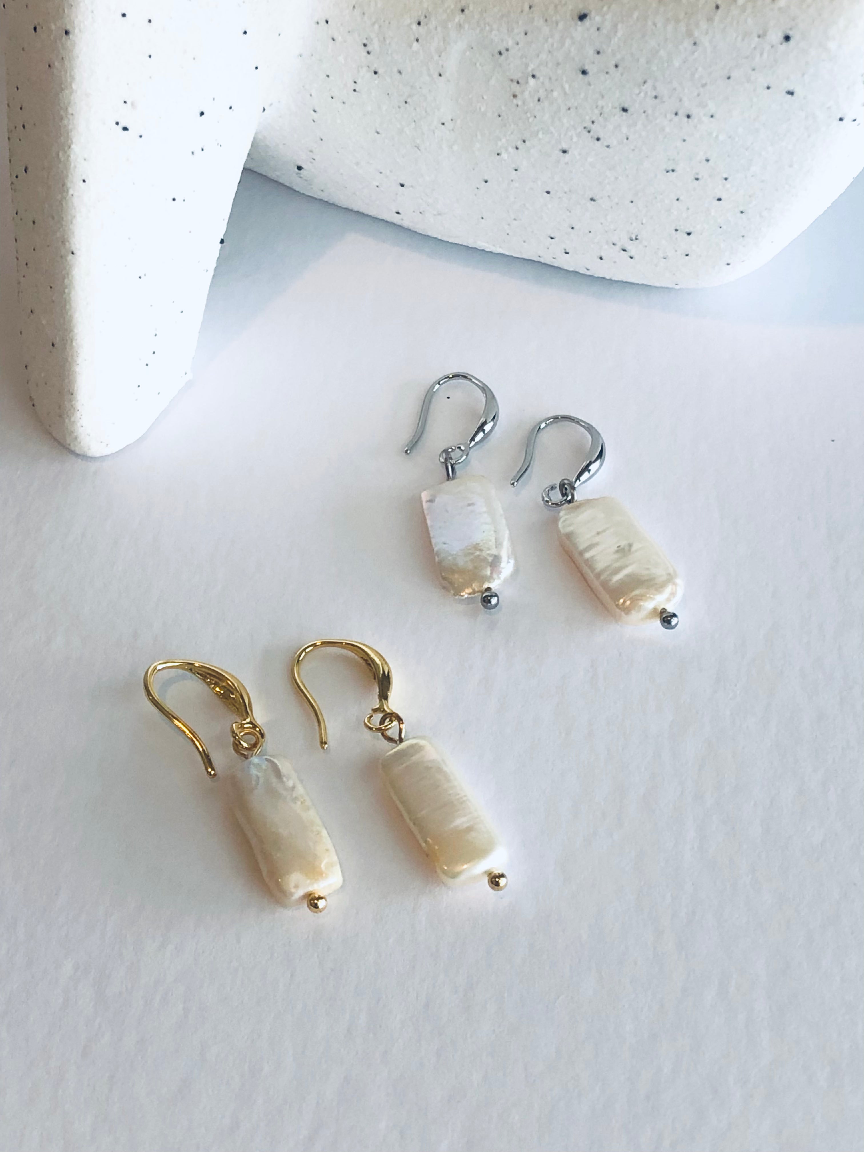 Retackle Baroque Pearl Earrings — Silver & Gold U-Hoop